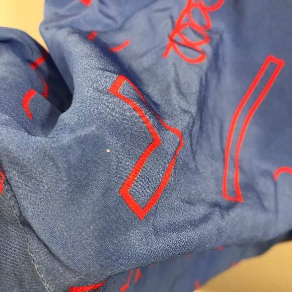 Dusen Dusen Silk Geometric Skirt XS blue red elastic waist full a line - Picture 8 of 10